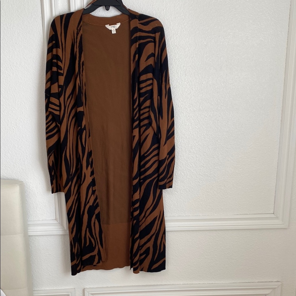 Brown and Black Zebra Print Cardigan